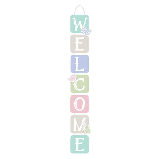 Long Pastel Welcome Spring Wooden Signs, 2ct.